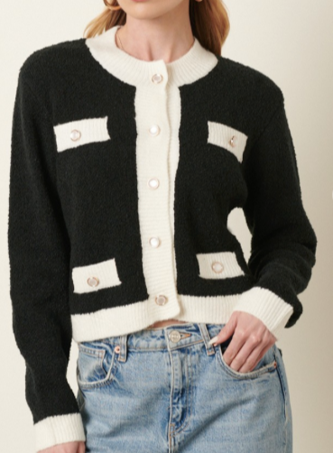 Color Block Style Detail Cardigan Jacket