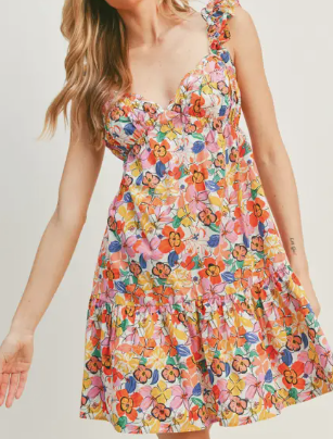 Floral Mini Dress with Back Tie