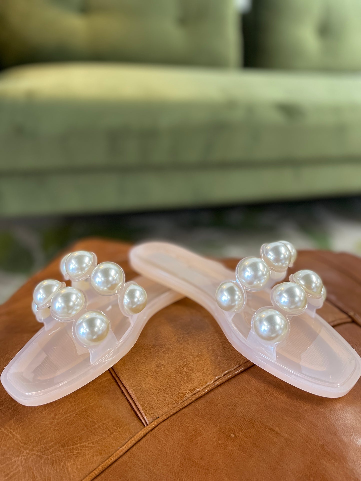 Jelly Sandals with White Pearls for the Summer