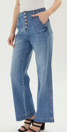 KanCan High Rise Wide Leg Medium Wash Jeans
