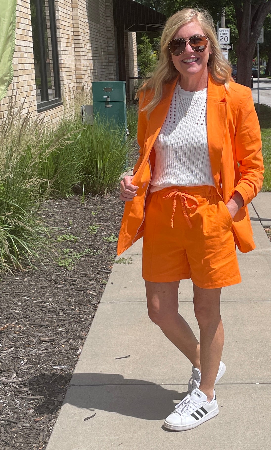 Orange Cotton Shorts with Elastic Waist
